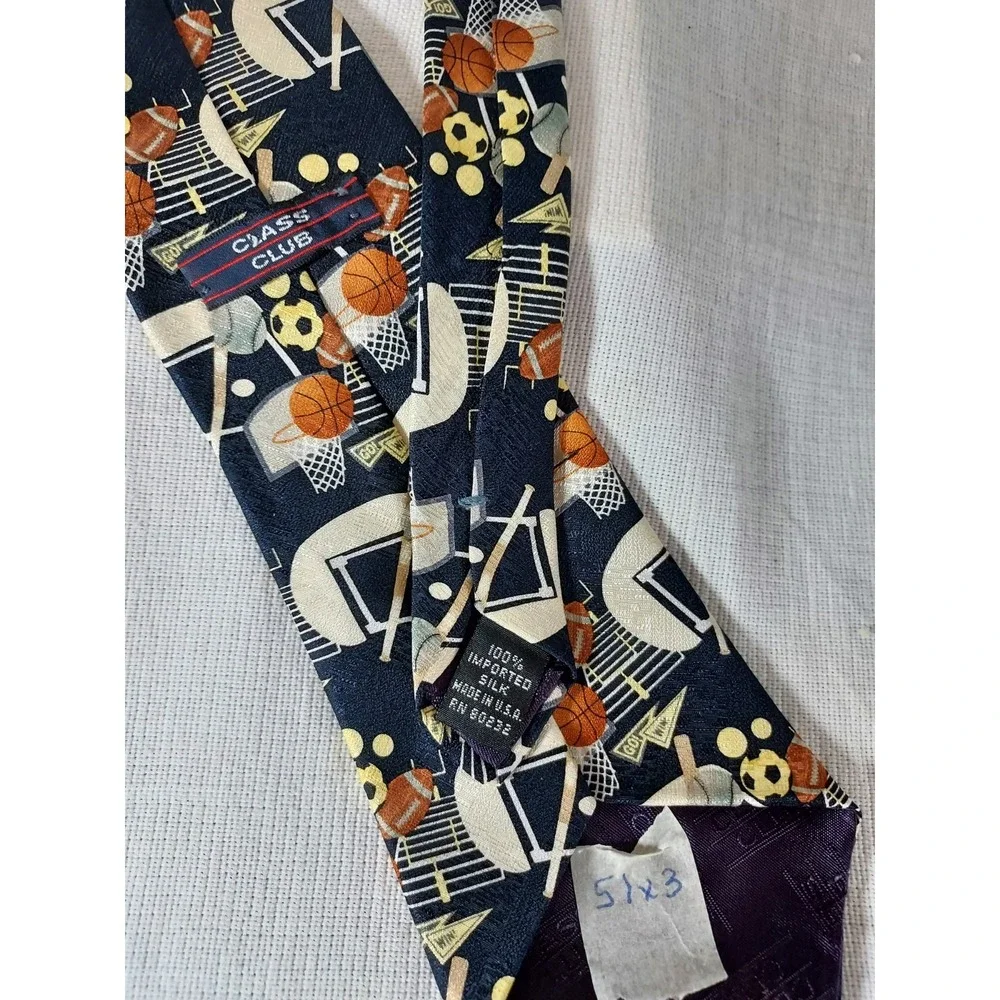 Class Club‎ Mens Necktie Balls All Over Sports Wheels Baseball Soccer USA Silk